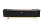 Bowie - Mid-Century Modern Black Oak + Brass TV Stand