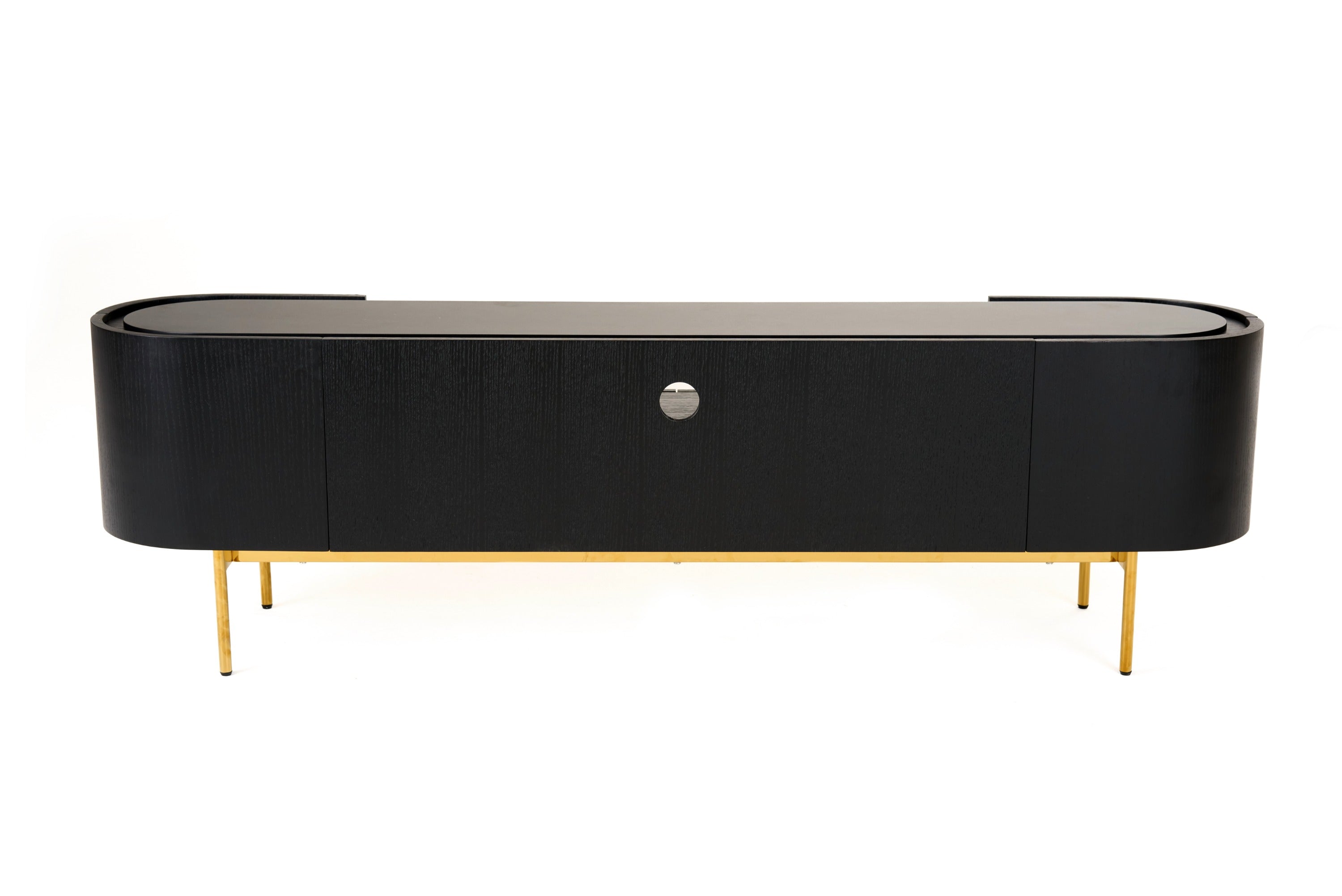 Bowie - Mid-Century Modern Black Oak + Brass TV Stand