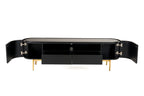 Bowie - Mid-Century Modern Black Oak + Brass TV Stand