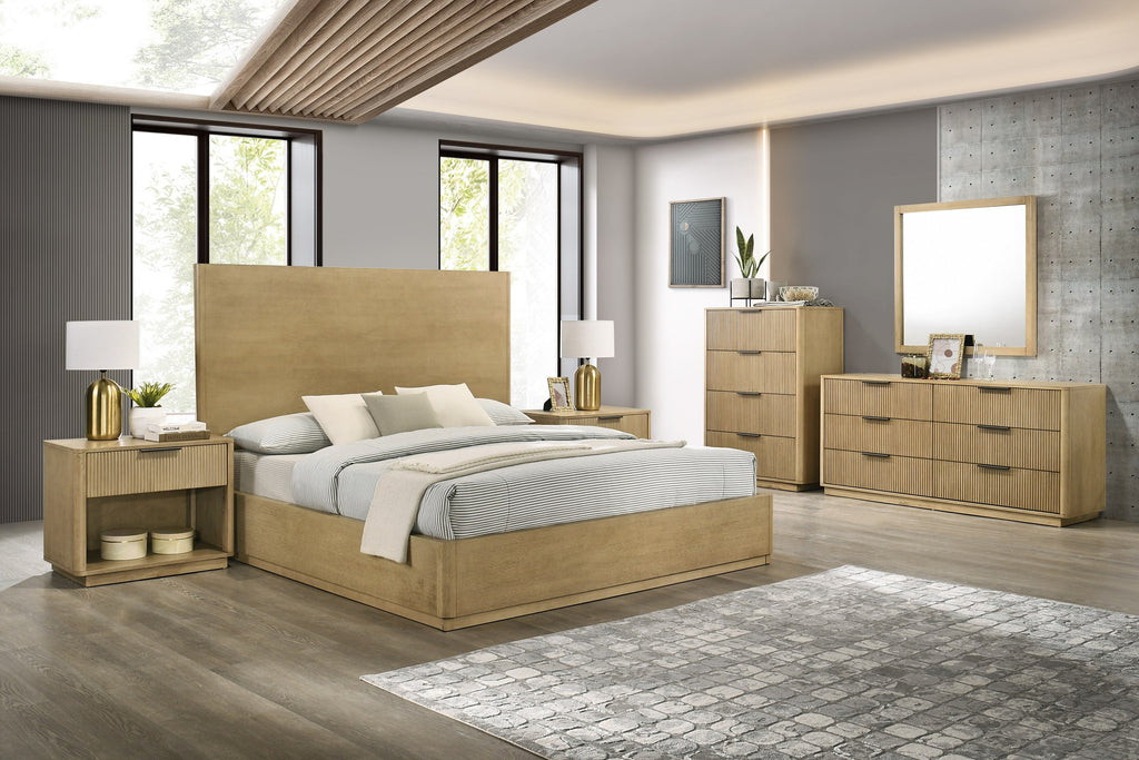 Santa Monica - Modern Natural Oak Bed - Modern Natural Oak Bed