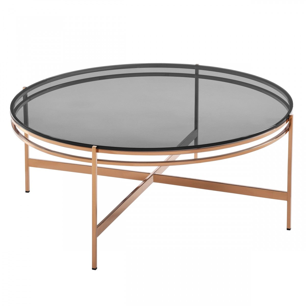 Bradford - Modern Smoked Glass & Rosegold Coffee Table