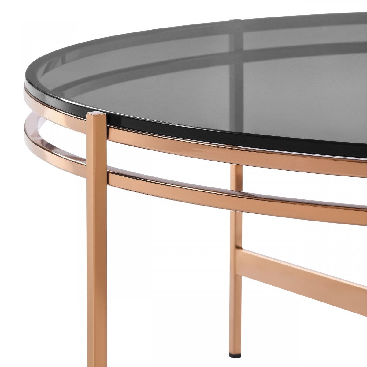 Bradford - Modern Smoked Glass & Rosegold Coffee Table