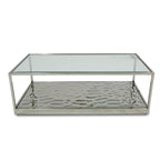 Braxton - Contemporary Clear Wave Glass Coffee Table