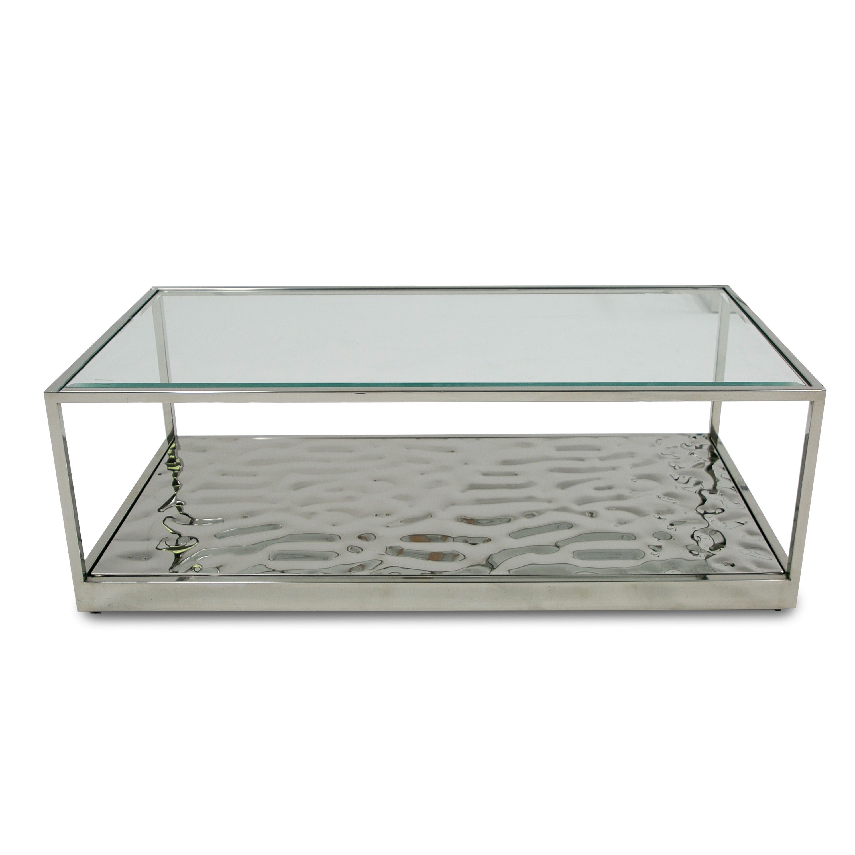 Braxton - Contemporary Clear Wave Glass Coffee Table