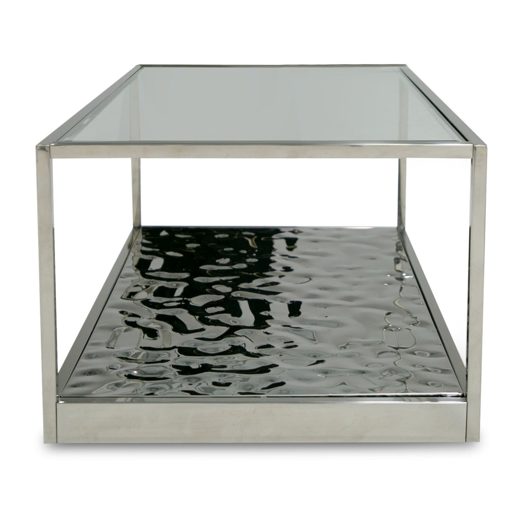 Braxton - Contemporary Clear Wave Glass Coffee Table