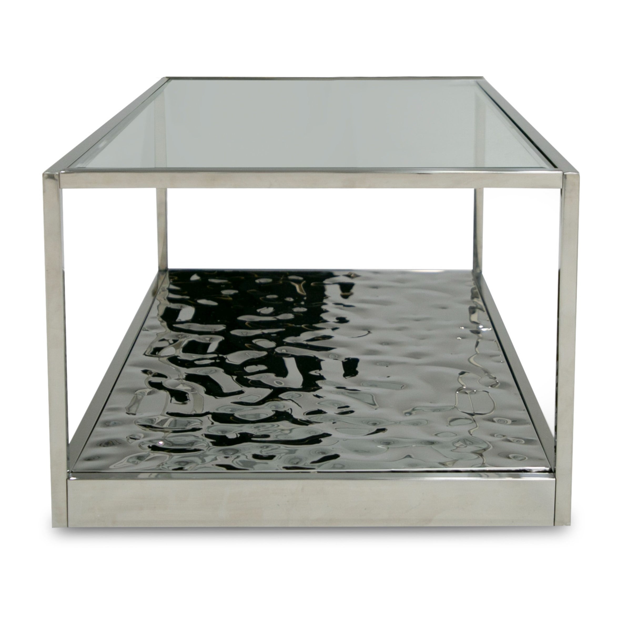 Braxton - Contemporary Clear Wave Glass Coffee Table