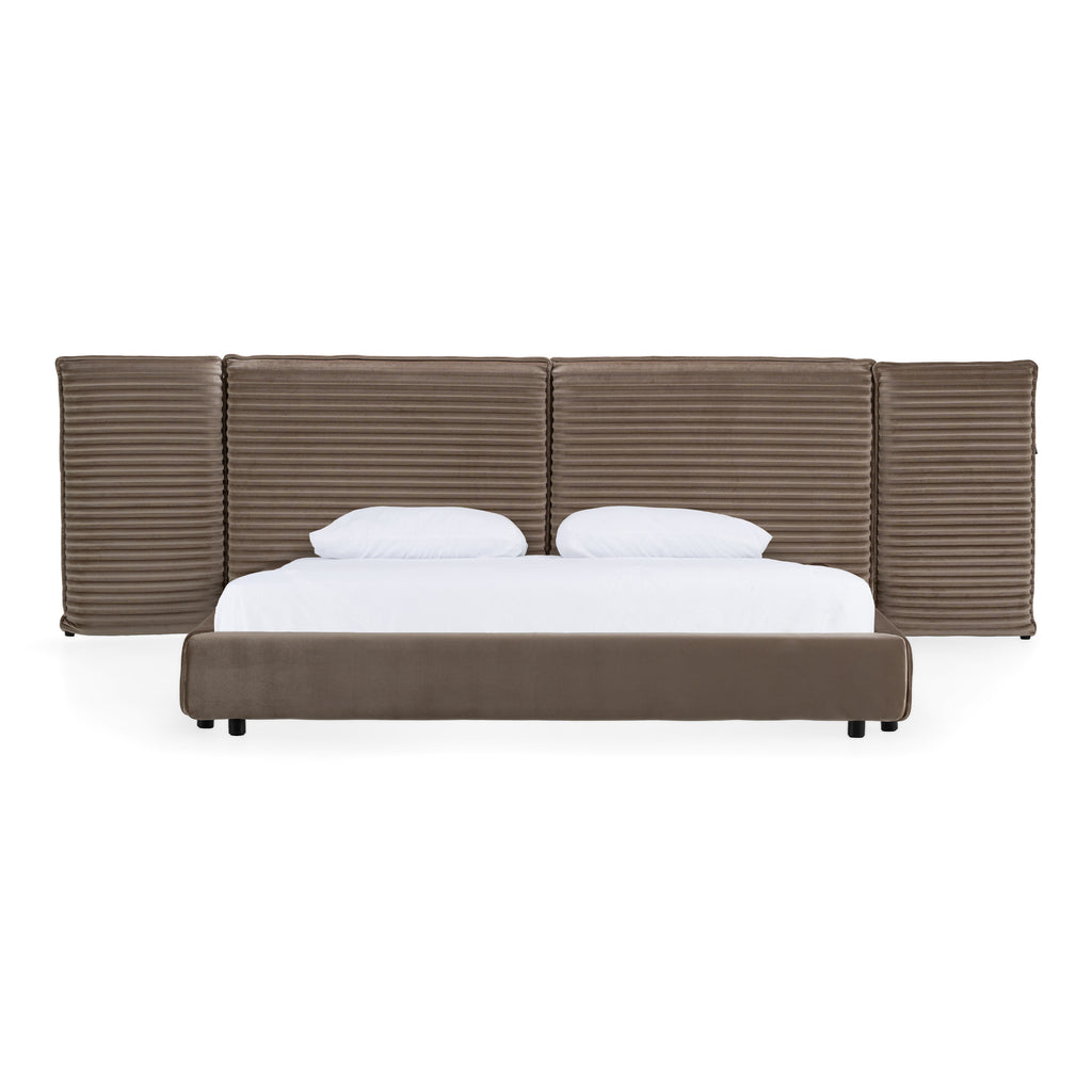 Eastern King Breslow - Modern Dark Taupe Velvet Bed - Modern Dark Taupe Velvet Bed