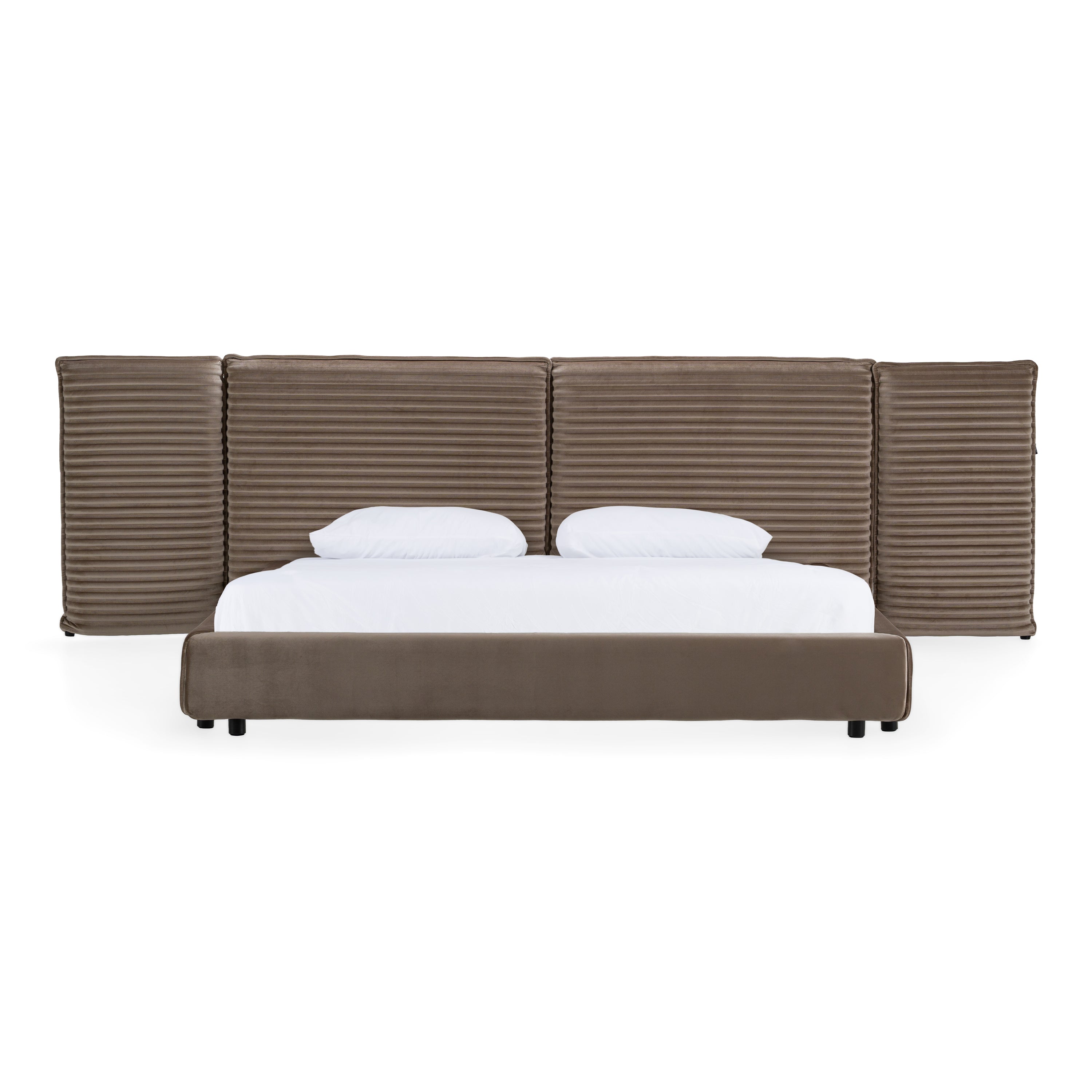 Eastern King Breslow - Modern Dark Taupe Velvet Bed - Modern Dark Taupe Velvet Bed
