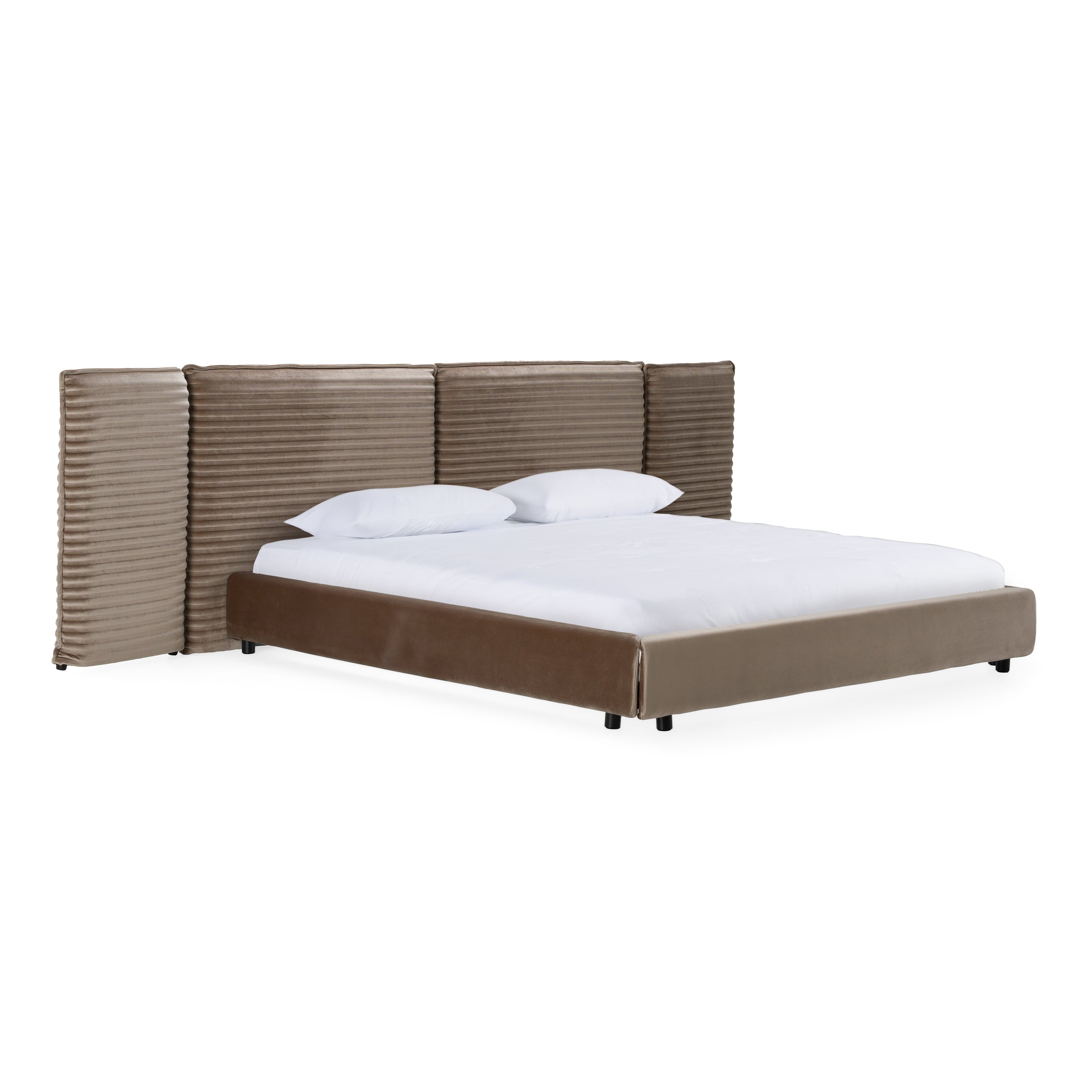 Eastern King Breslow - Modern Dark Taupe Velvet Bed - Modern Dark Taupe Velvet Bed