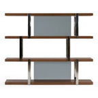 Brewer - Modern Walnut Glass & Stainless Steel Bookshelf