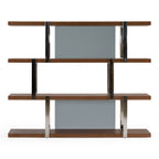 Brewer - Modern Walnut Glass & Stainless Steel Bookshelf