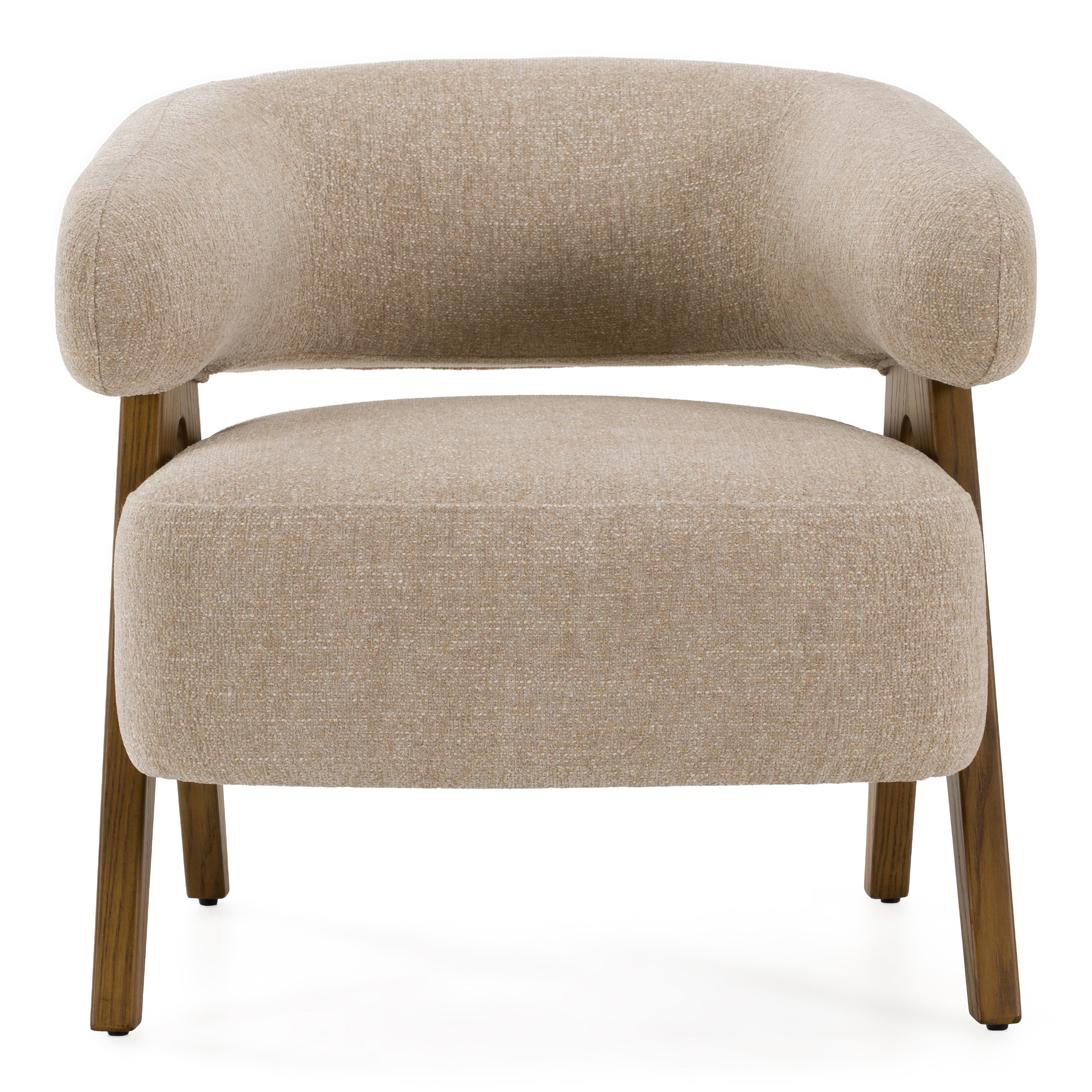 Brock - Mid-Century Modern Beige Fabric + Ash Accent Chair