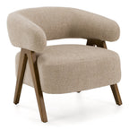 Brock - Mid-Century Modern Beige Fabric + Ash Accent Chair