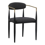Buchtel - Mid-Century Modern Dark Grey + Gold Arm + Black Dining Chair