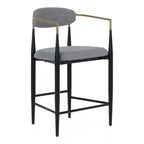 Buchtel - Mid-Century Modern Medium Grey + Gold Arm + Black Counter Chair
