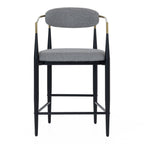 Buchtel - Mid-Century Modern Medium Grey + Gold Arm + Black Counter Chair
