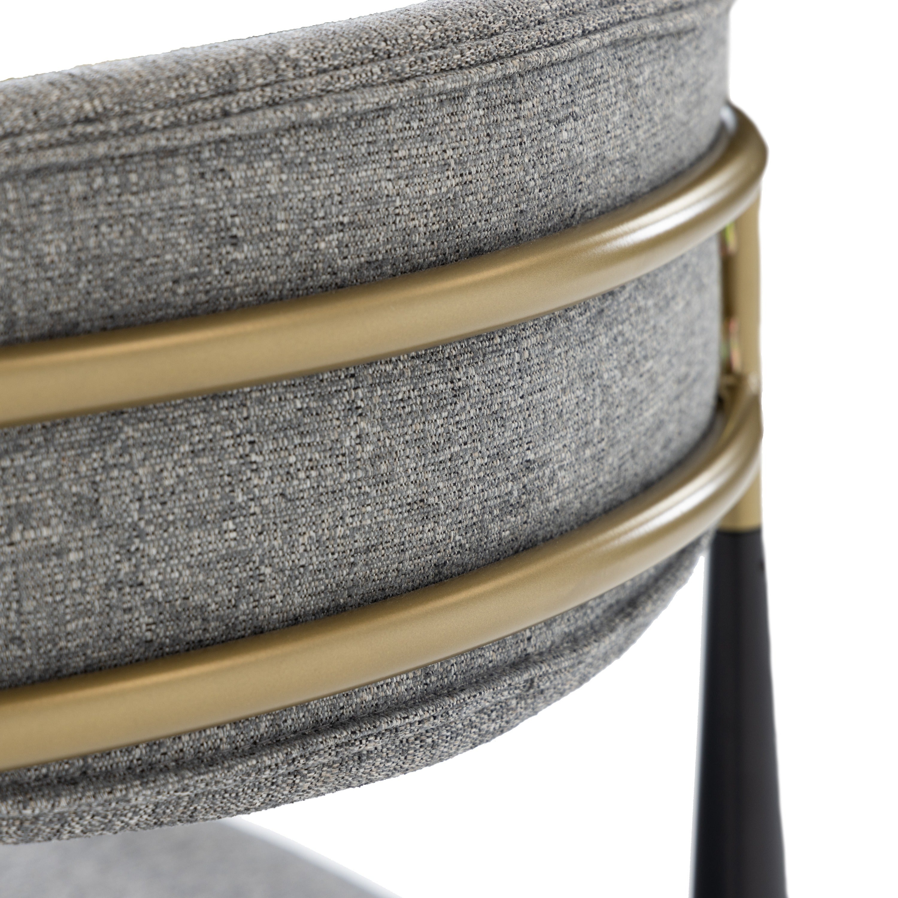 Buchtel - Mid-Century Modern Medium Grey + Gold Arm + Black Counter Chair