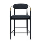 Buchtel - Mid-Century Modern Dark Grey + Gold Arm + Black Counter Chair