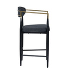 Buchtel - Mid-Century Modern Dark Grey + Gold Arm + Black Counter Chair