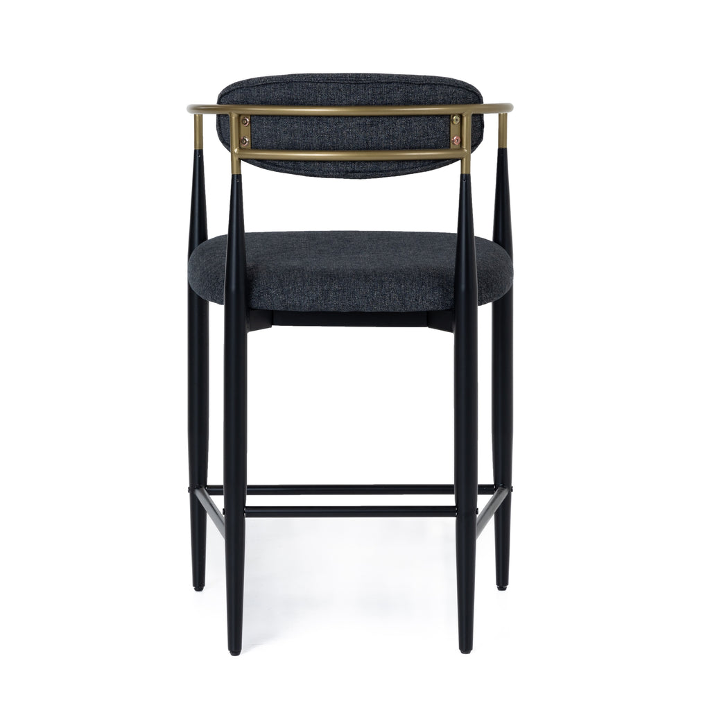 Buchtel - Mid-Century Modern Dark Grey + Gold Arm + Black Counter Chair