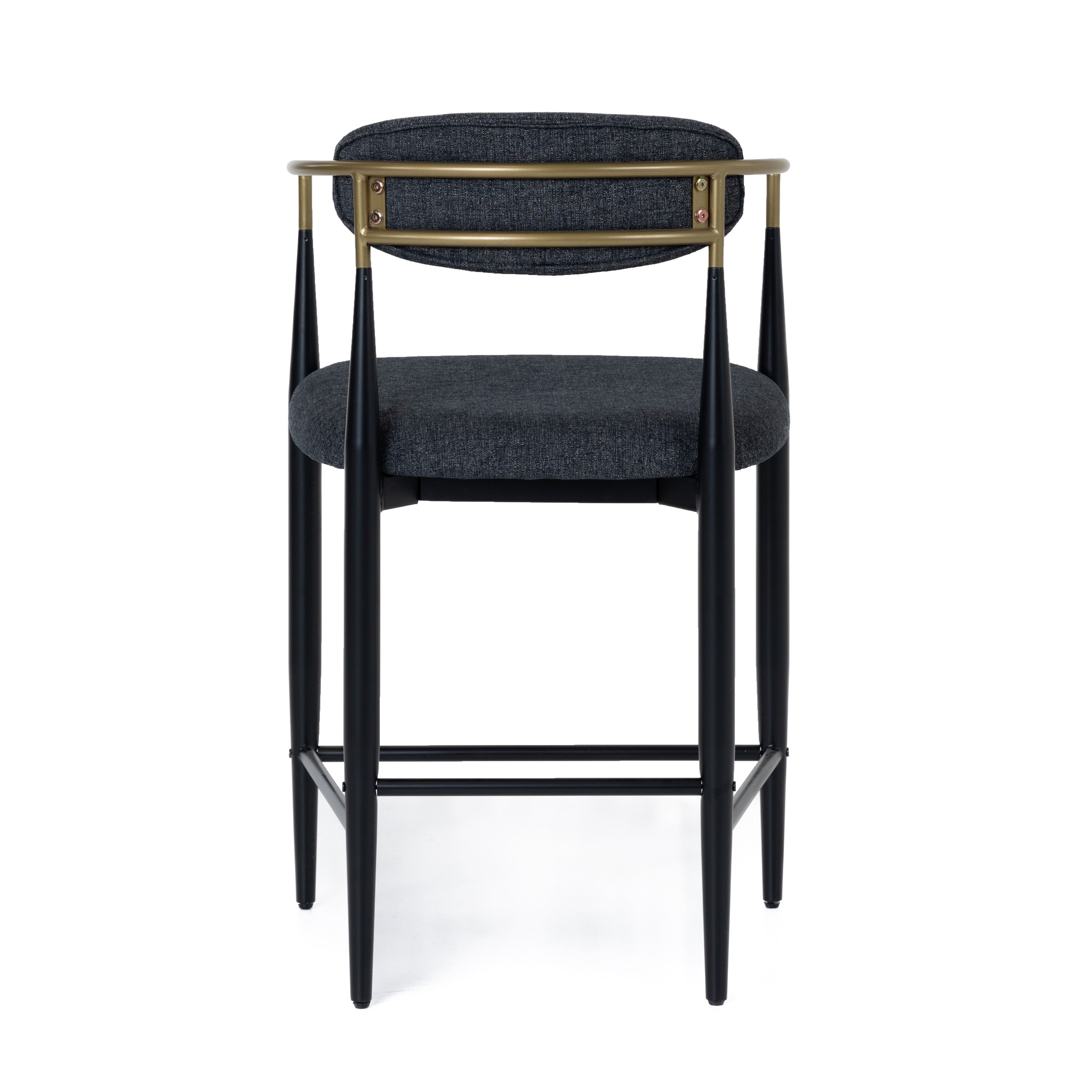 Buchtel - Mid-Century Modern Dark Grey + Gold Arm + Black Counter Chair
