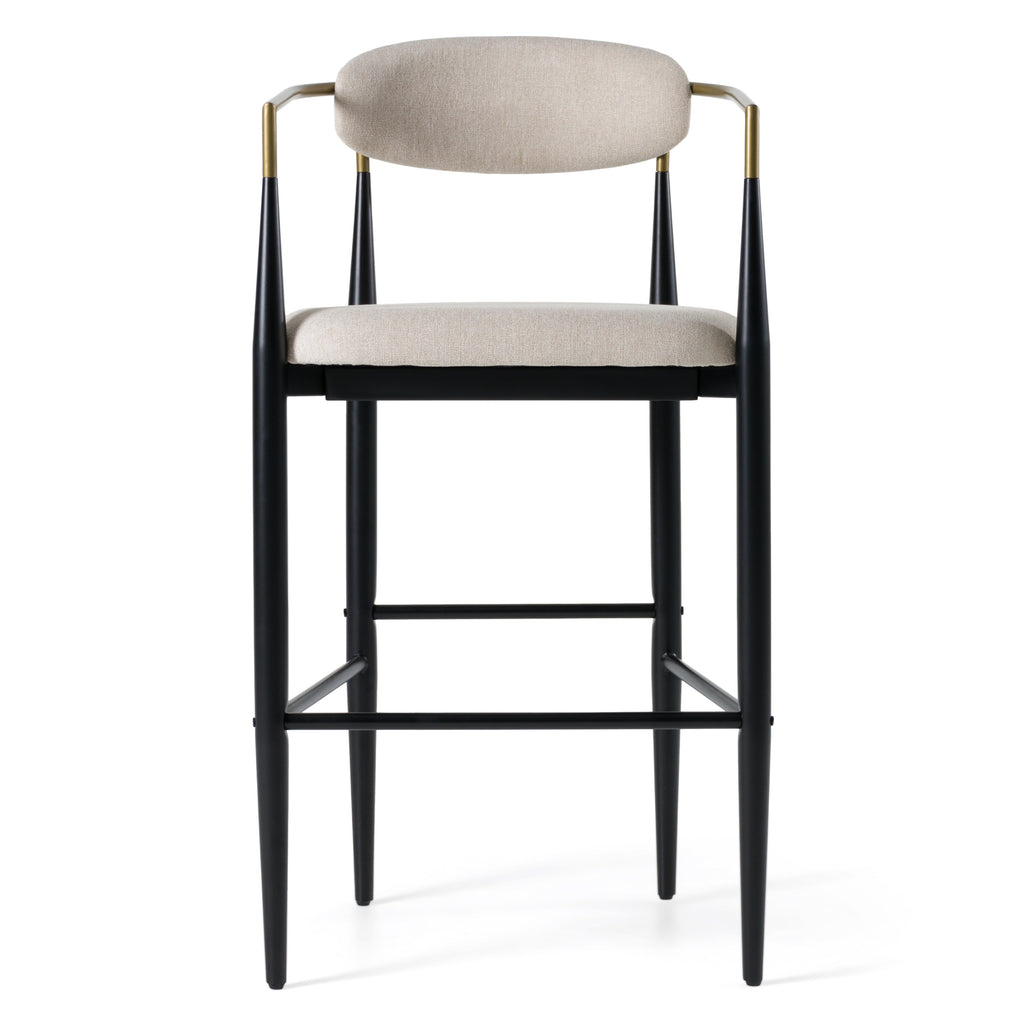 Buchtel - Mid-Century Modern Beige + Gold Arm + Black Bar Chair