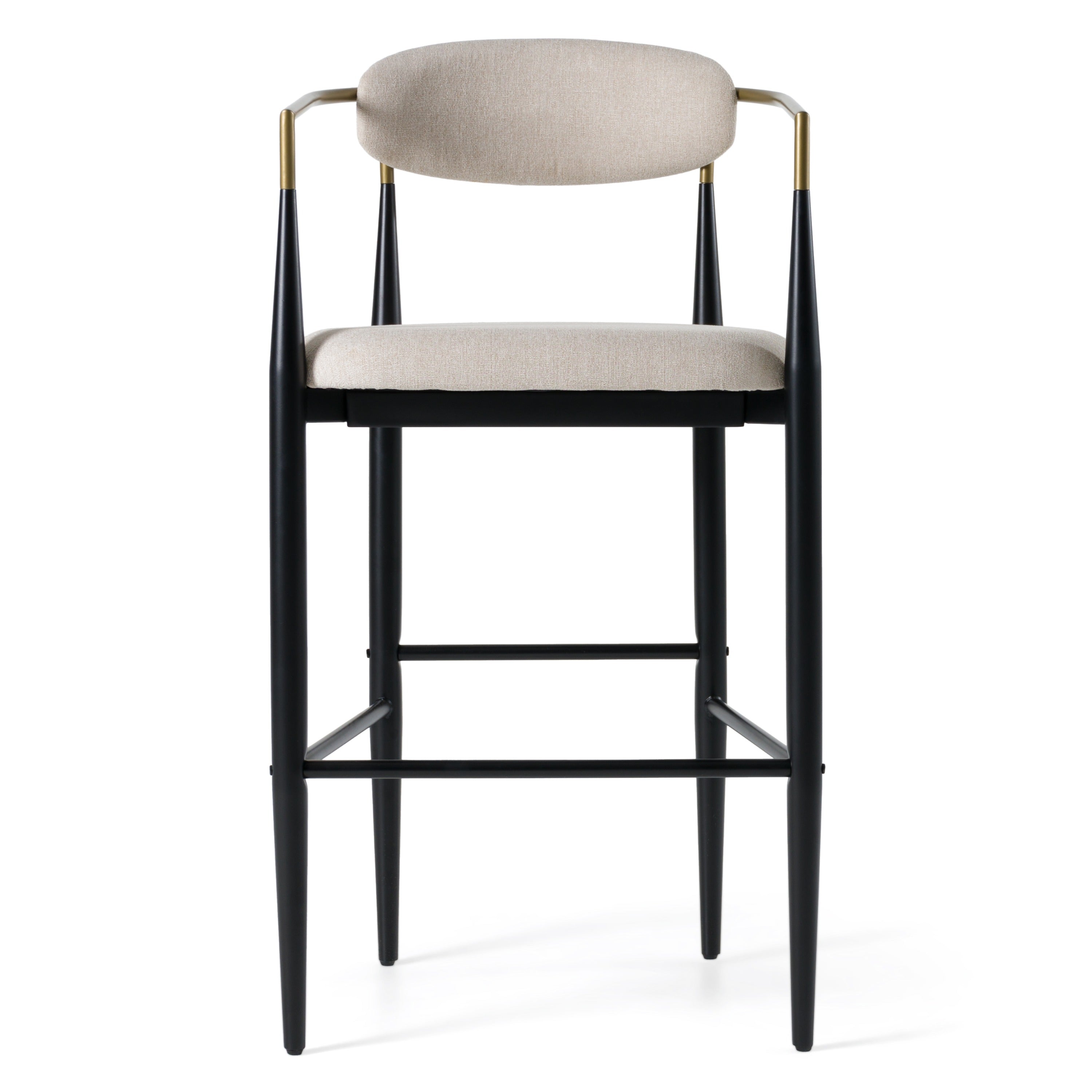 Buchtel - Mid-Century Modern Beige + Gold Arm + Black Bar Chair