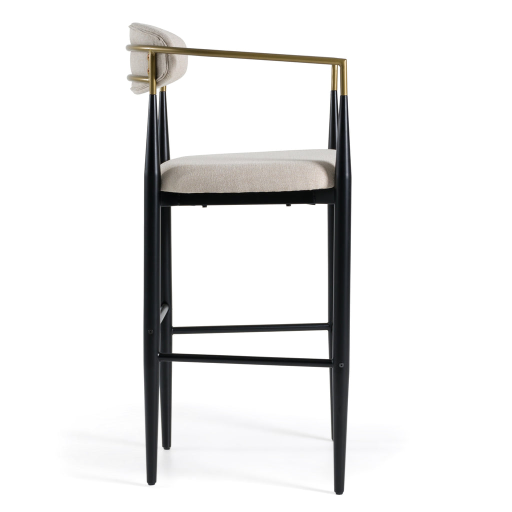 Buchtel - Mid-Century Modern Beige + Gold Arm + Black Bar Chair