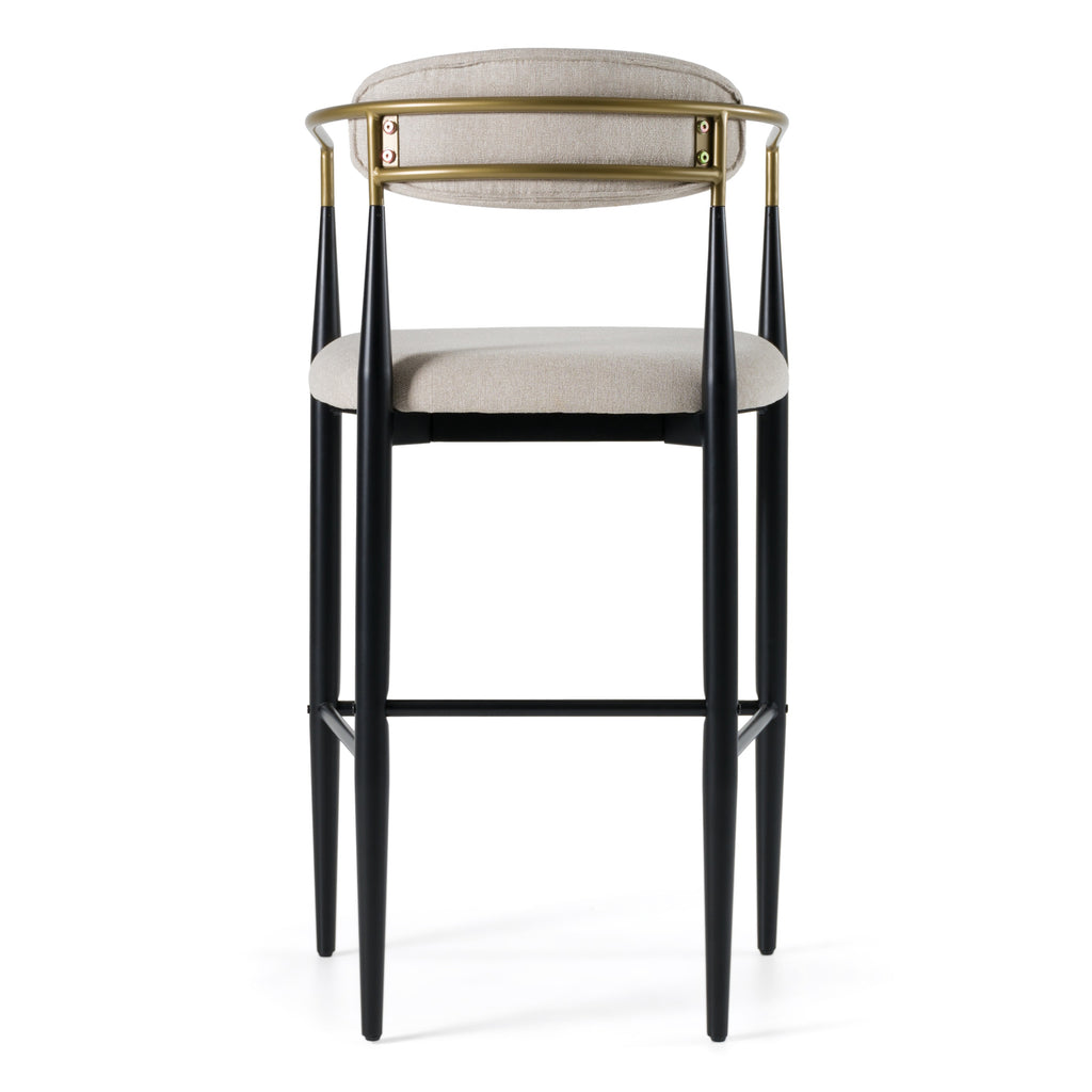 Buchtel - Mid-Century Modern Beige + Gold Arm + Black Bar Chair