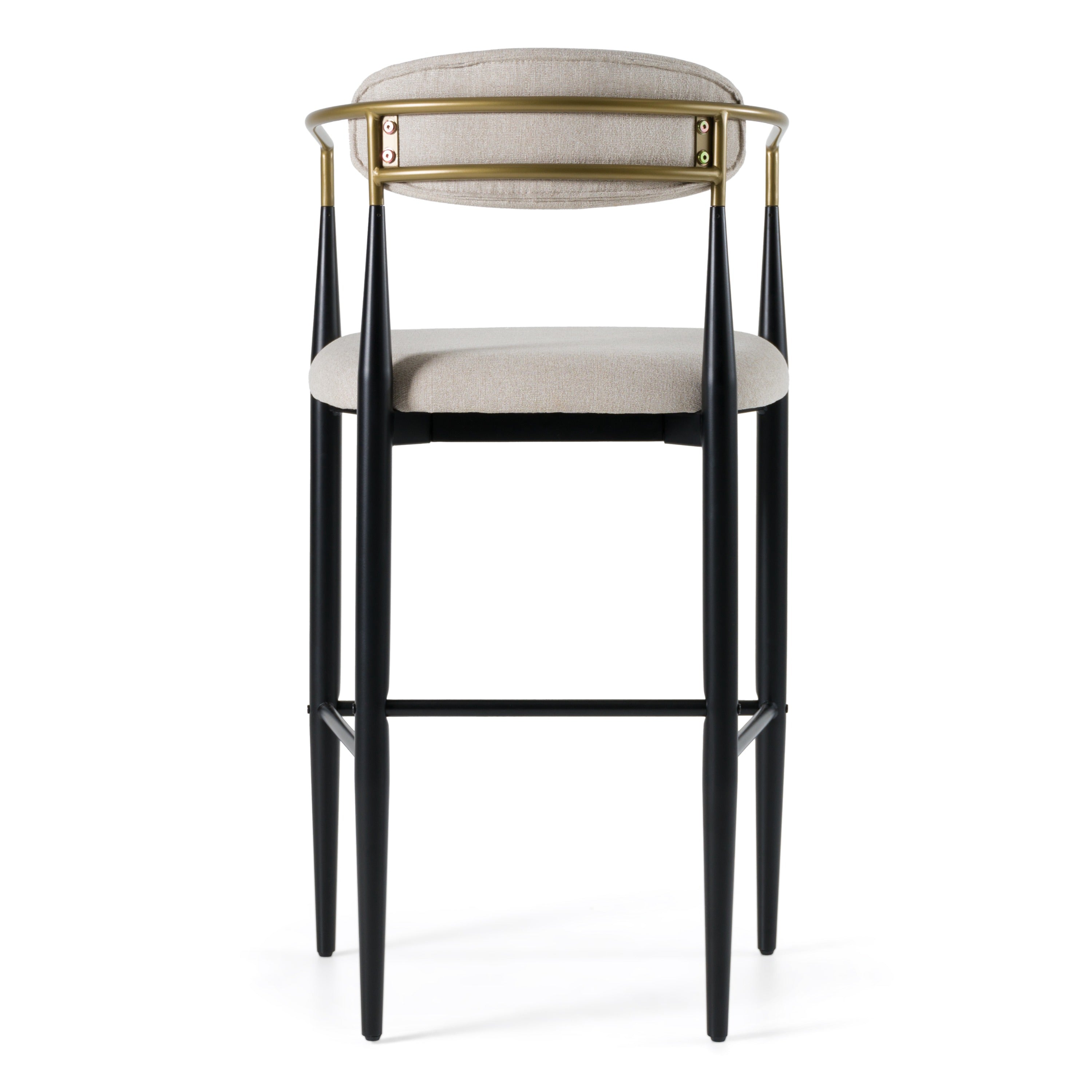 Buchtel - Mid-Century Modern Beige + Gold Arm + Black Bar Chair