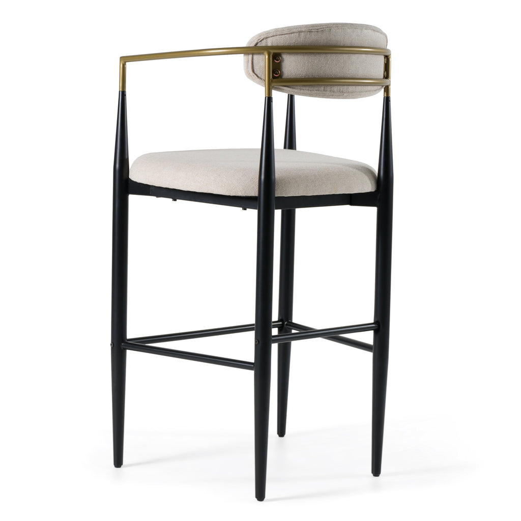 Buchtel - Mid-Century Modern Beige + Gold Arm + Black Bar Chair