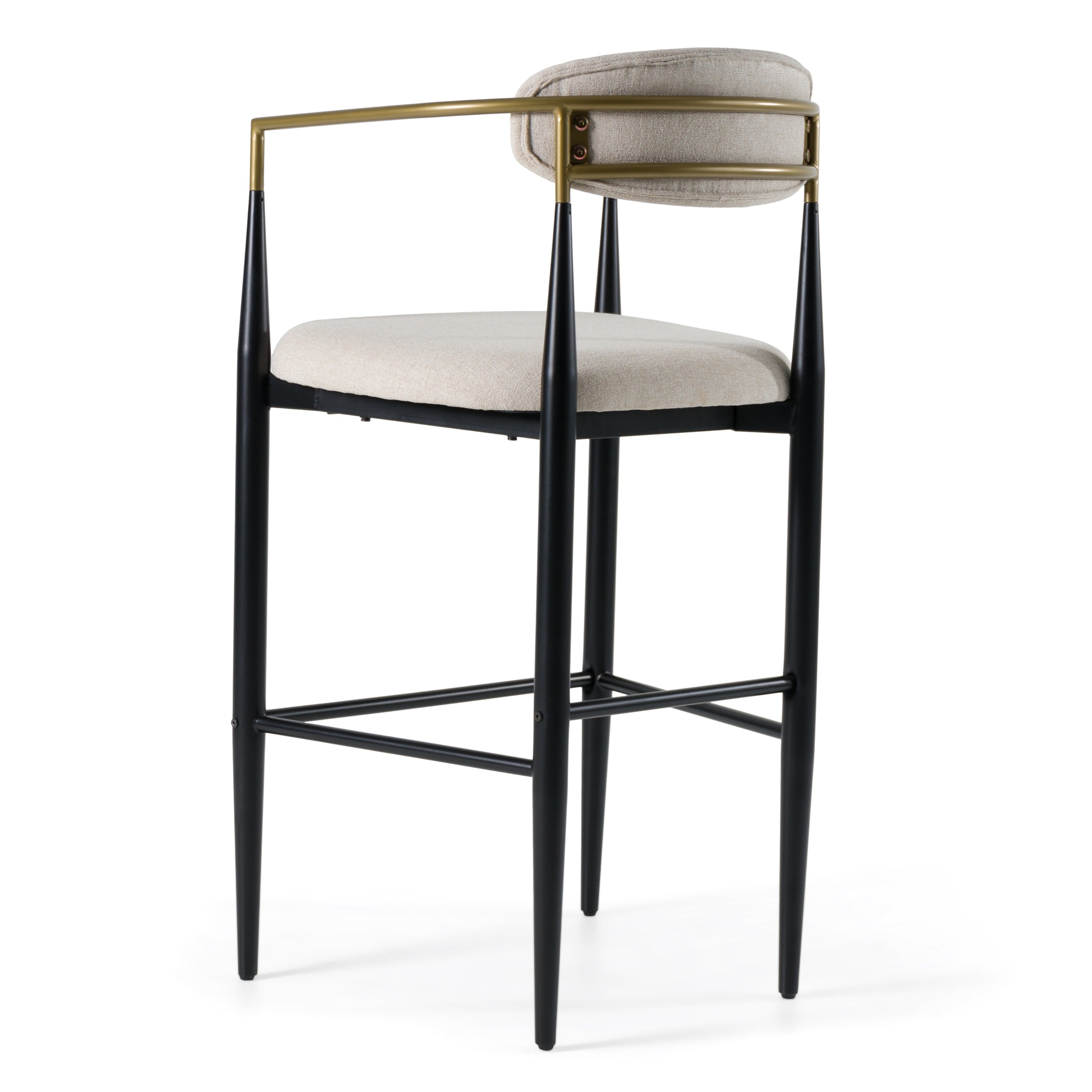 Buchtel - Mid-Century Modern Beige + Gold Arm + Black Bar Chair