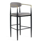 Buchtel - Mid-Century Modern Medium Grey + Gold Arm + Black Bar Chair