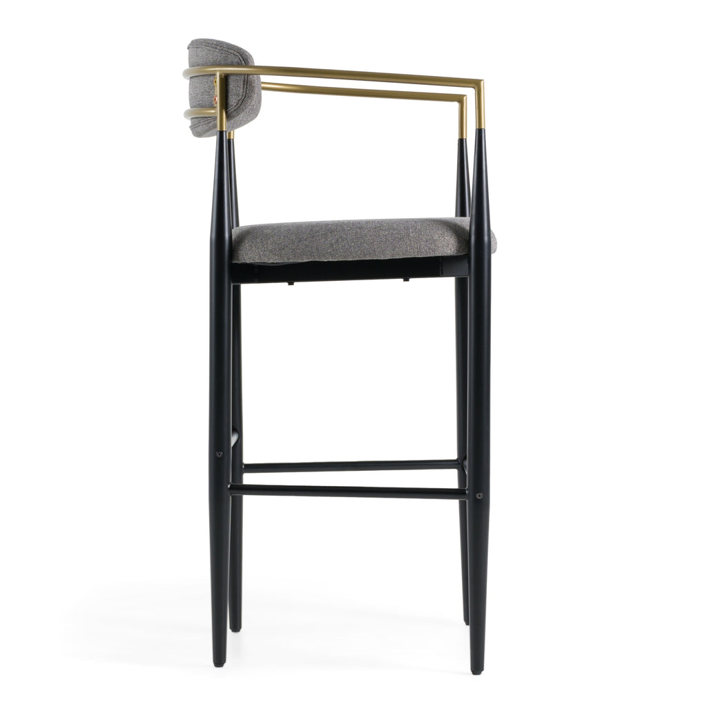 Buchtel - Mid-Century Modern Medium Grey + Gold Arm + Black Bar Chair