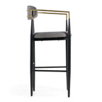 Buchtel - Mid-Century Modern Medium Grey + Gold Arm + Black Bar Chair