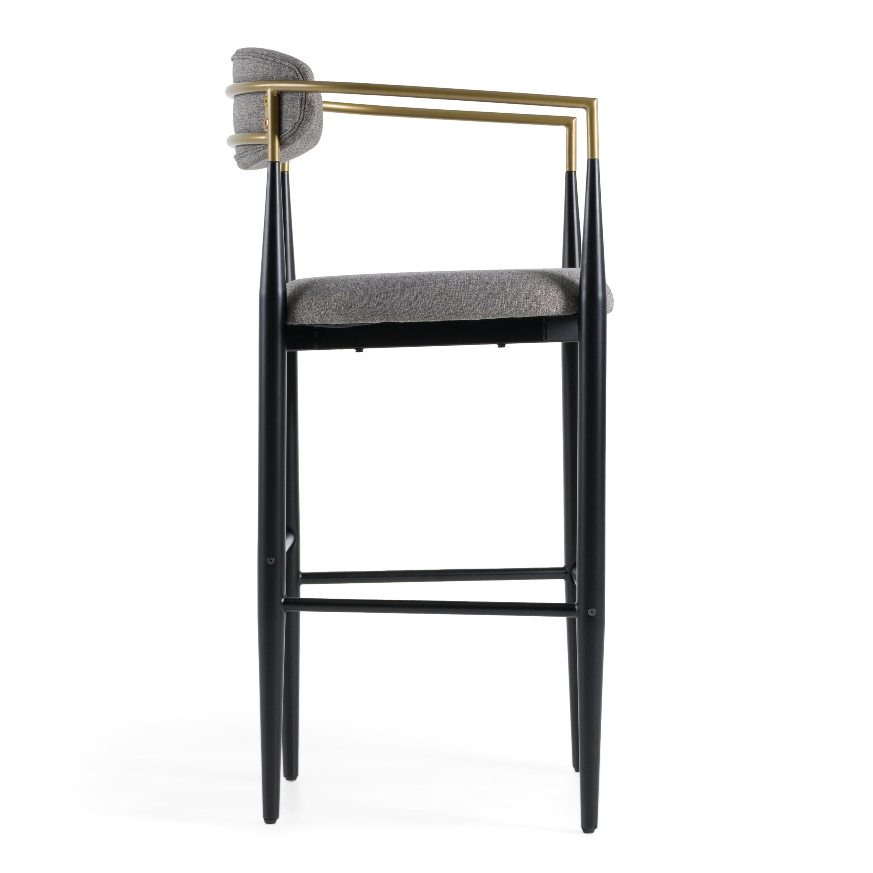 Buchtel - Mid-Century Modern Medium Grey + Gold Arm + Black Bar Chair