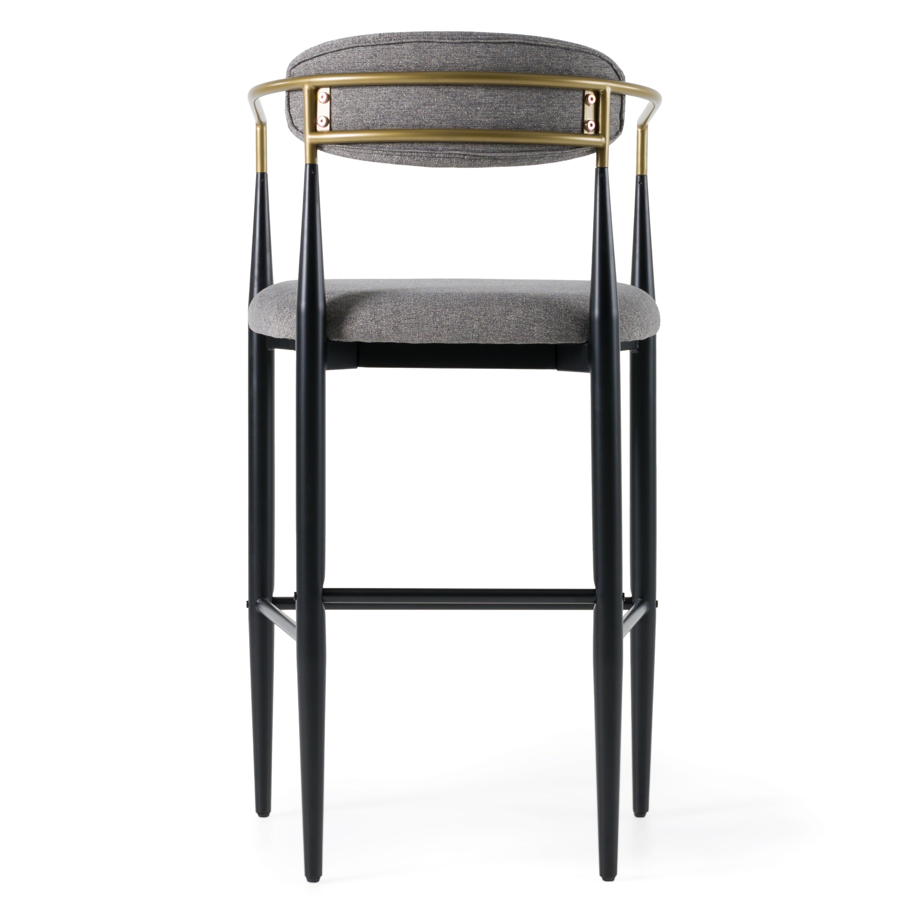 Buchtel - Mid-Century Modern Medium Grey + Gold Arm + Black Bar Chair