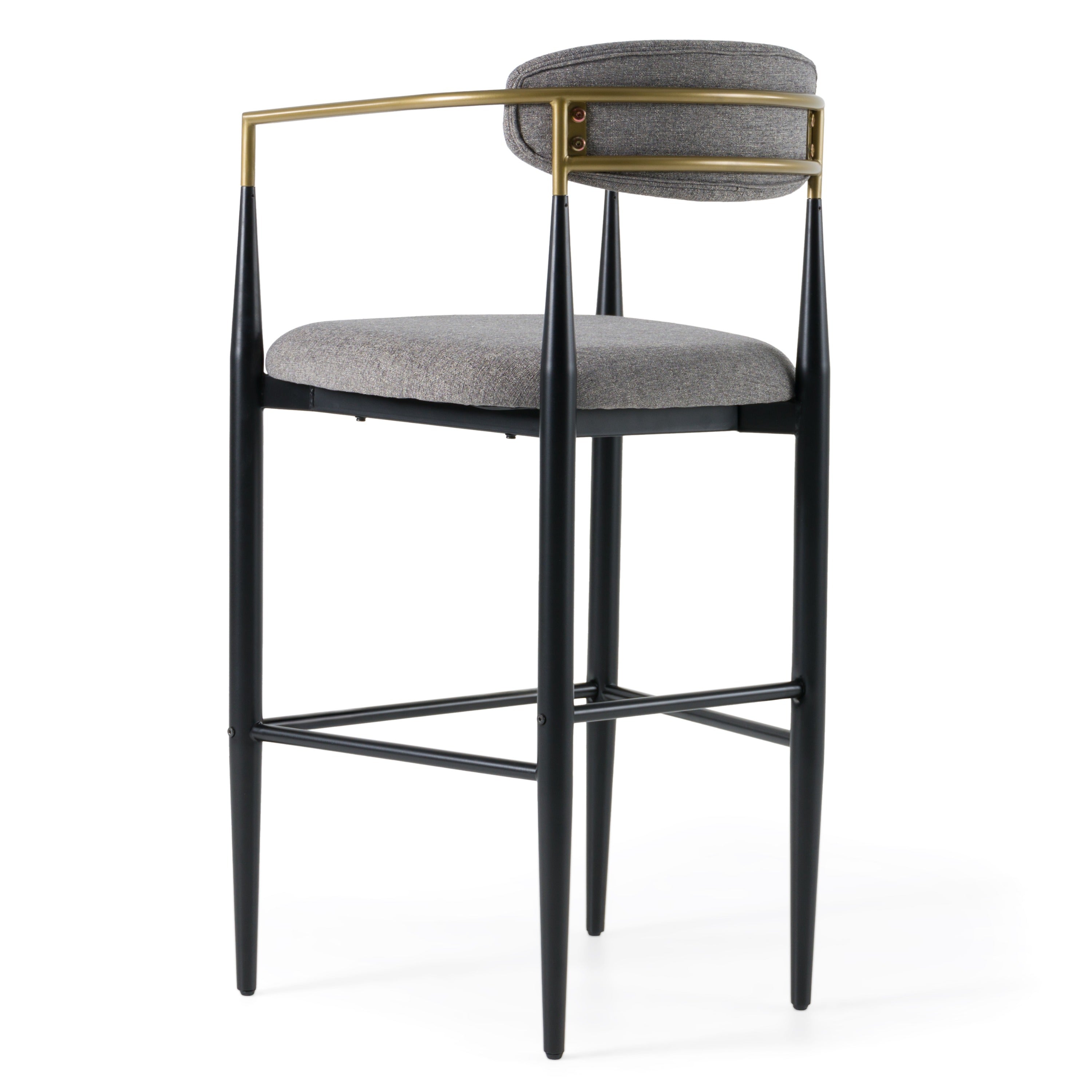 Buchtel - Mid-Century Modern Medium Grey + Gold Arm + Black Bar Chair