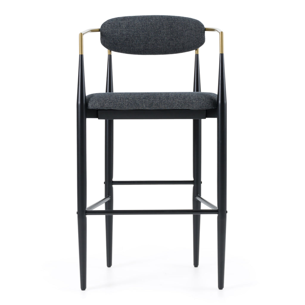 Buchtel - Mid-Century Modern Dark Grey + Gold Arm + Black Bar Chair