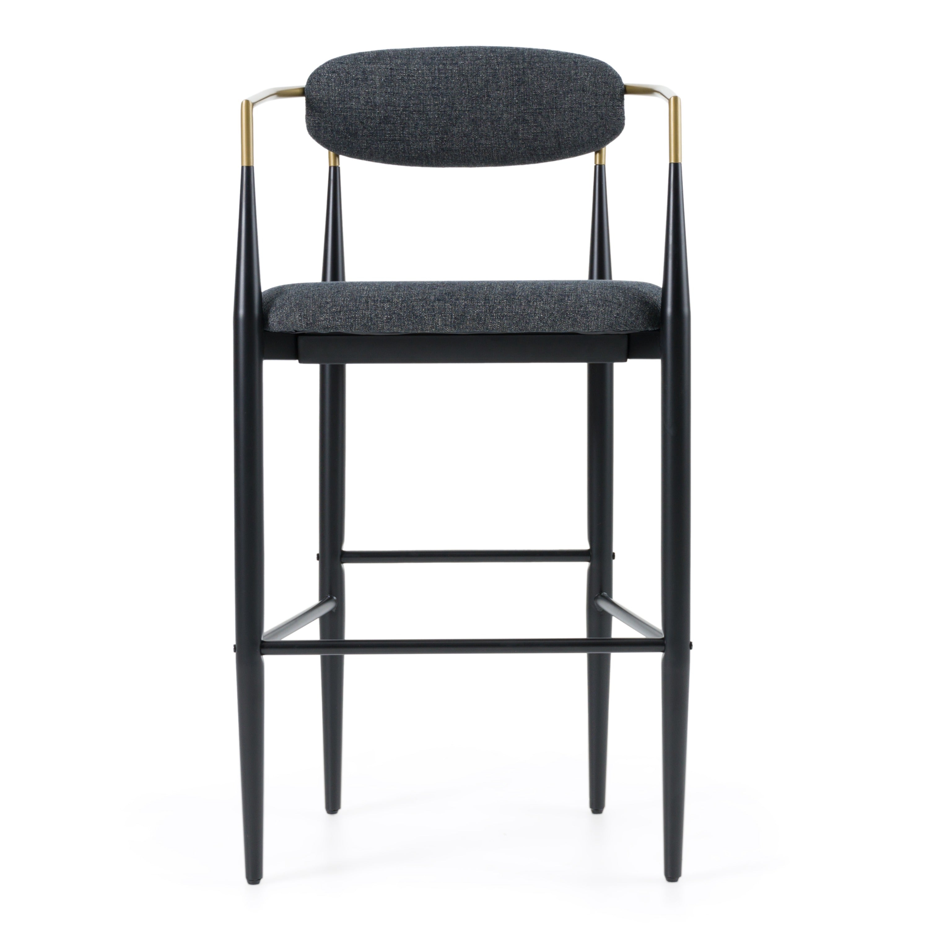 Buchtel - Mid-Century Modern Dark Grey + Gold Arm + Black Bar Chair