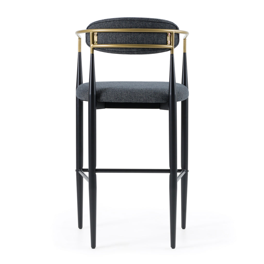 Buchtel - Mid-Century Modern Dark Grey + Gold Arm + Black Bar Chair