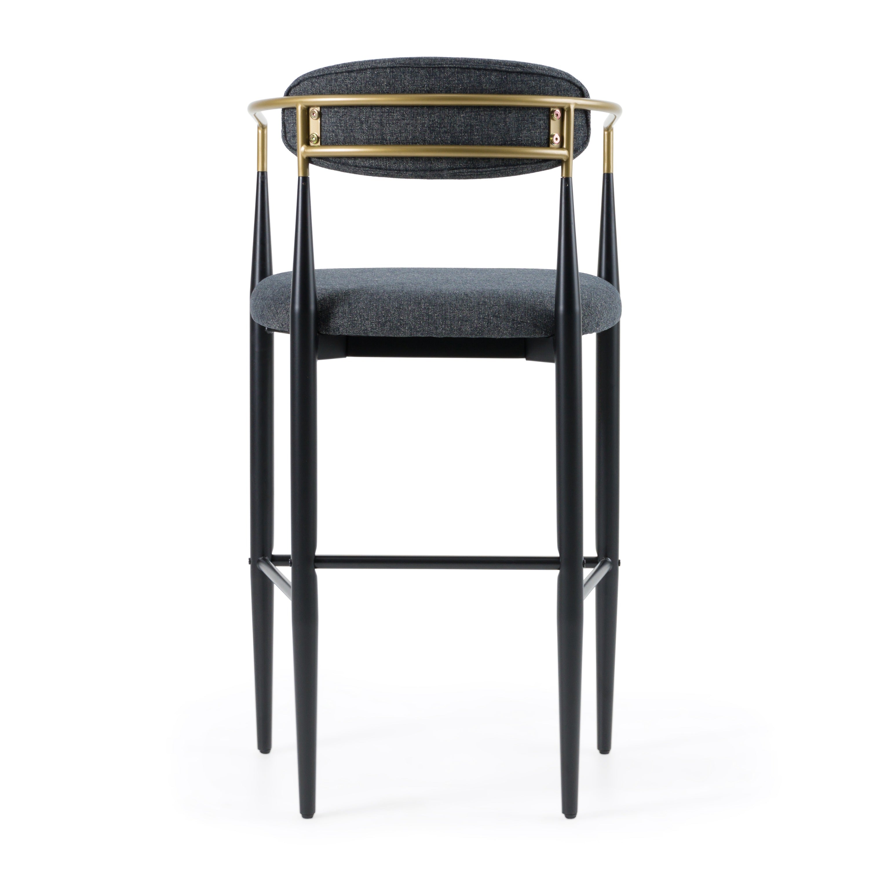 Buchtel - Mid-Century Modern Dark Grey + Gold Arm + Black Bar Chair
