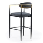 Buchtel - Mid-Century Modern Dark Grey + Gold Arm + Black Bar Chair