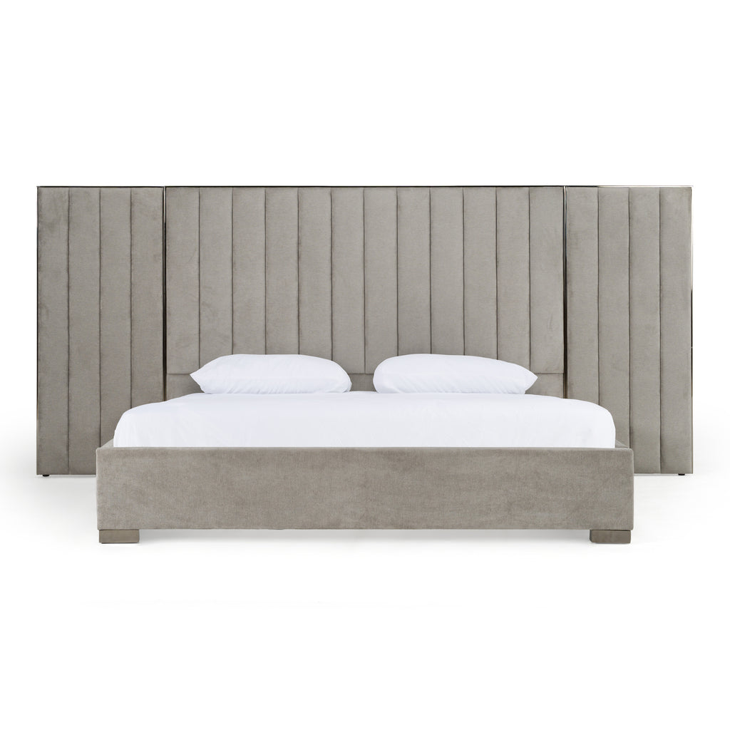 Queen Buckley - Modern Grey & Black Stainless Steel Bed - Modern Grey & Black Stainless Steel Bed