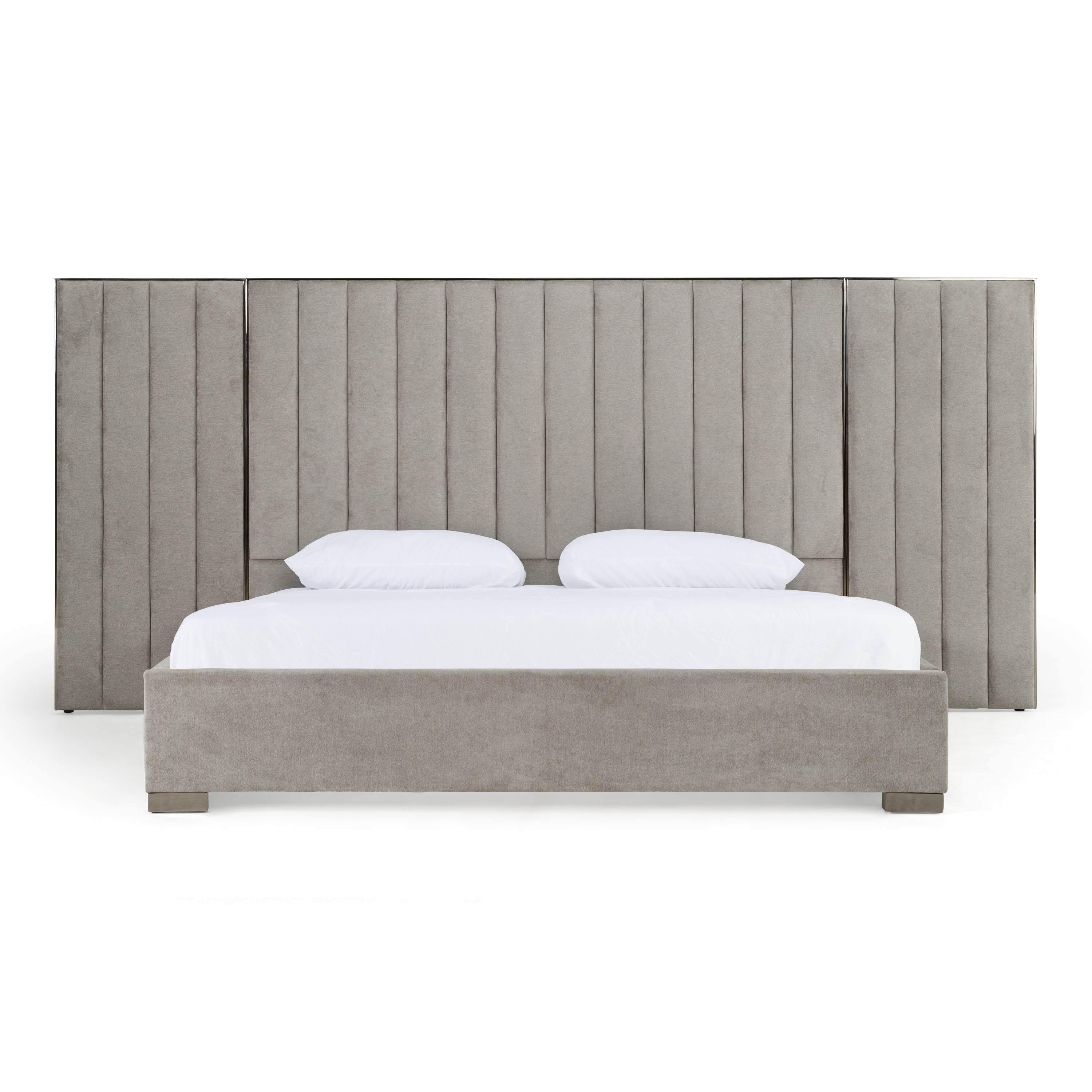 Queen Buckley - Modern Grey & Black Stainless Steel Bed - Modern Grey & Black Stainless Steel Bed