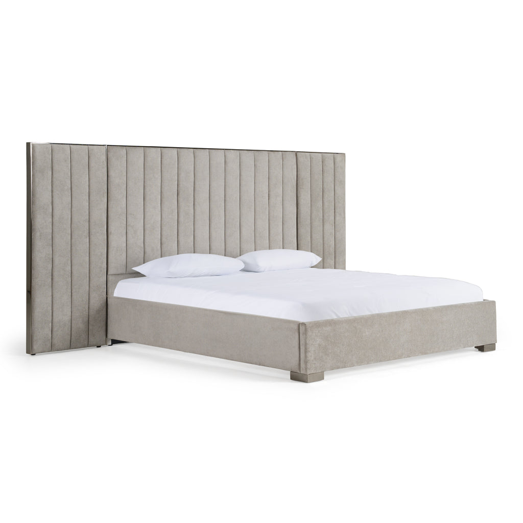 Queen Buckley - Modern Grey & Black Stainless Steel Bed - Modern Grey & Black Stainless Steel Bed