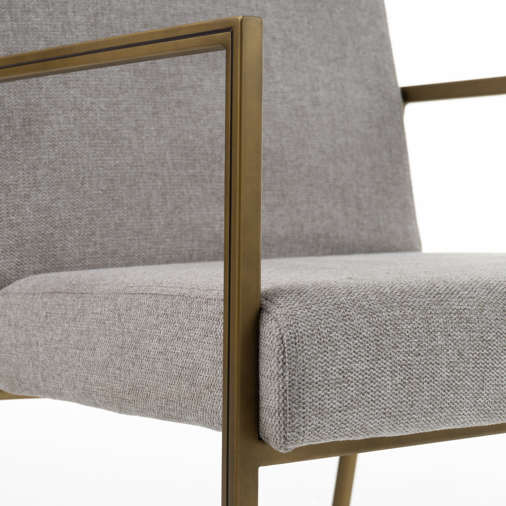 Burnham - Modern Light Grey & Brass Arm Dining Chair
