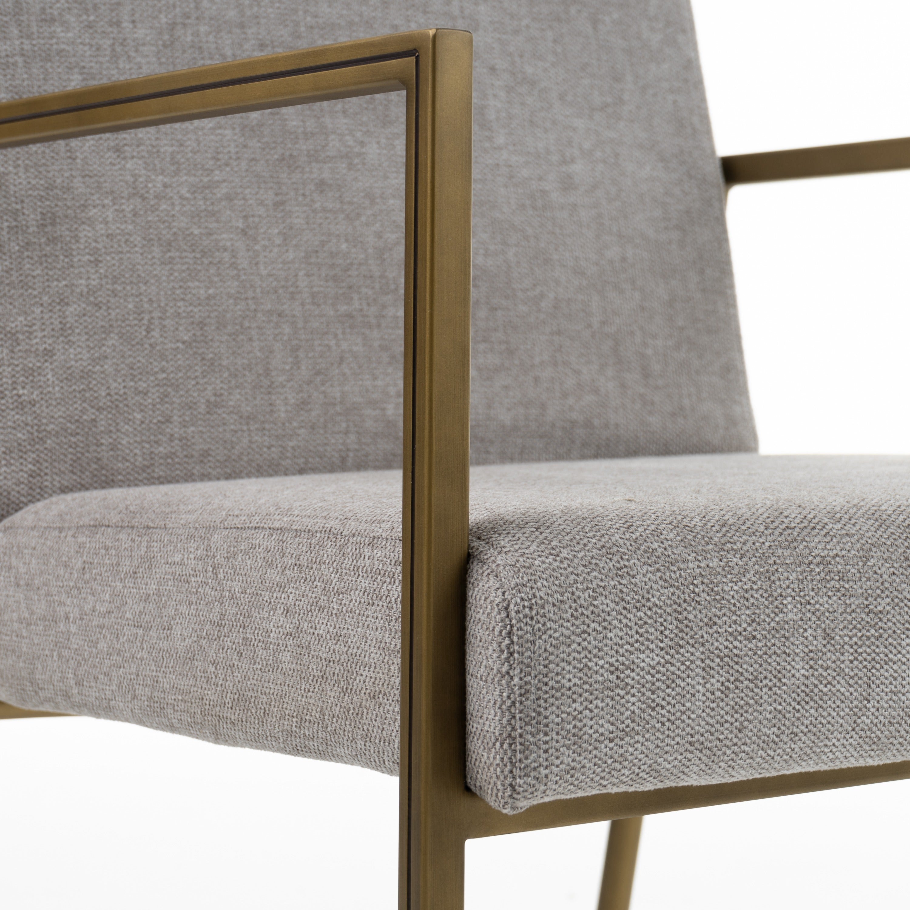 Burnham - Modern Light Grey & Brass Arm Dining Chair
