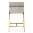 Burnham - Contemporary Light Grey Fabric + Brass Counter Stool