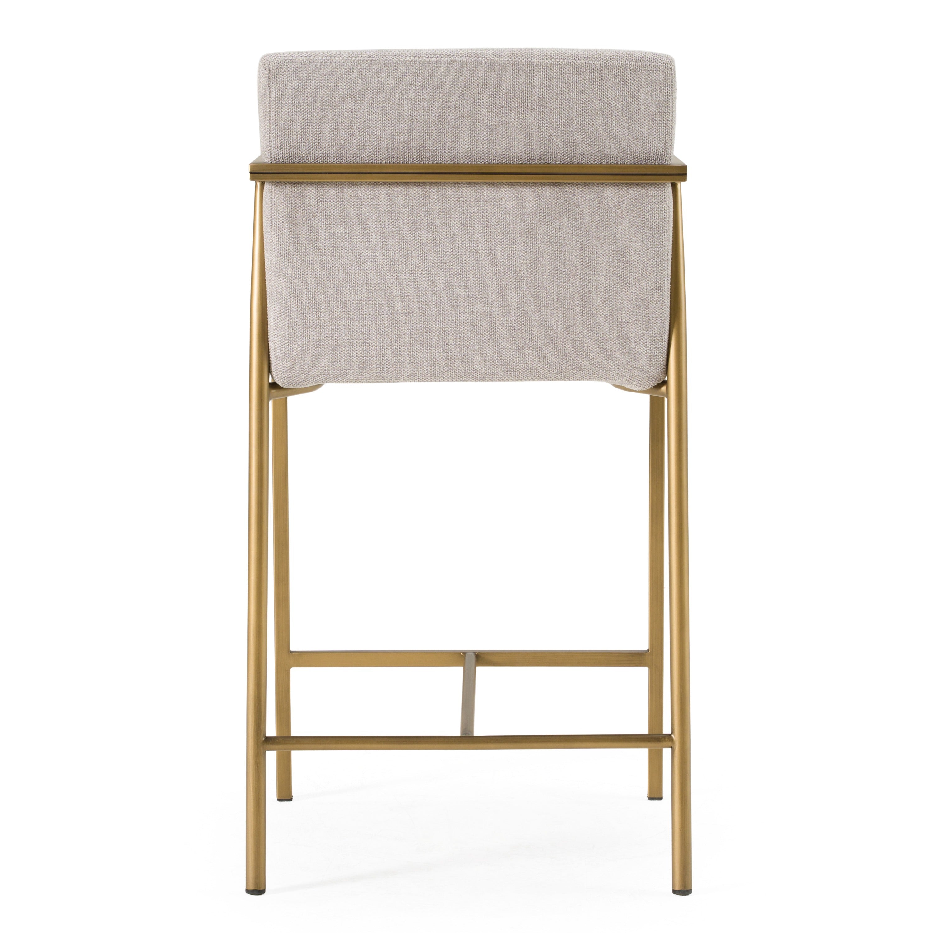 Burnham - Contemporary Light Grey Fabric + Brass Counter Stool